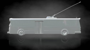 koyu siyah arka plan üzerinde yansıtıcı bir trenin 3D render