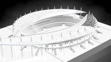 bir yansıtıcı açık stadyum üzerinde koyu siyah backgr 3D render