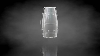 koyu siyah arka plan üzerinde yansıtıcı bir davul 3D render