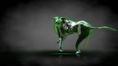 koyu siyah arka plan üzerinde yansıtıcı bir kaplan 3D render