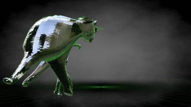 koyu siyah arka plan üzerinde yansıtıcı bir kaplan 3D render