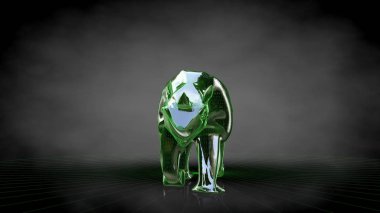 koyu siyah backgrou üzerinde yansıtıcı bir gergedan 3D render