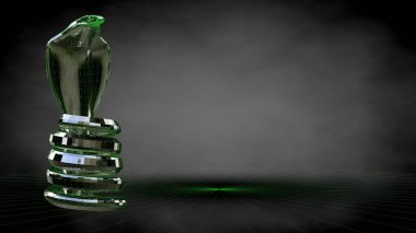 koyu siyah backgro bir yansıtıcı kobra yılan 3D render