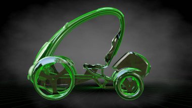 bir koyu siyah geri bir yansıtıcı futuristik araba 3D render