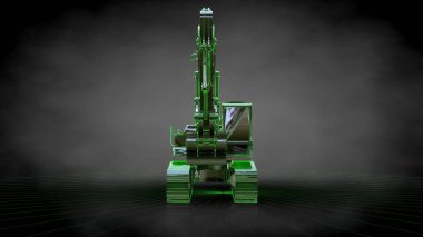 bir yansıtıcı kazıcı makine üzerinde bir koyu siyah geri 3D render