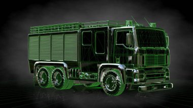 koyu siyah ba bir yansıtıcı itfaiyeci araba 3D render