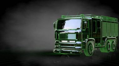 koyu siyah ba bir yansıtıcı itfaiyeci araba 3D render