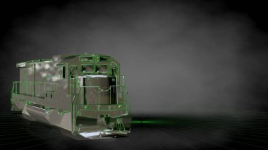 koyu siyah arka plan üzerinde yansıtıcı bir trenin 3D render