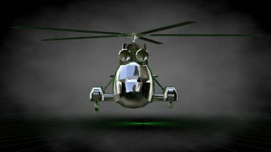 koyu siyah arka plan üzerinde yansıtıcı bir uçağın 3D render