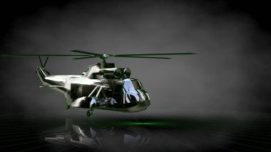 koyu siyah arka plan üzerinde yansıtıcı bir uçağın 3D render