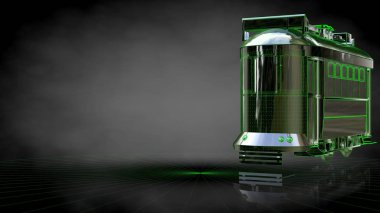 koyu siyah arka plan üzerinde yansıtıcı bir trenin 3D render