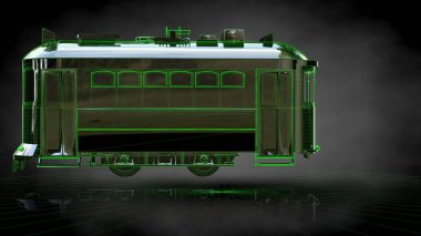 koyu siyah arka plan üzerinde yansıtıcı bir trenin 3D render