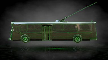 koyu siyah arka plan üzerinde yansıtıcı bir trenin 3D render