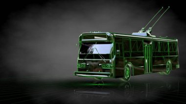 koyu siyah arka plan üzerinde yansıtıcı bir trenin 3D render