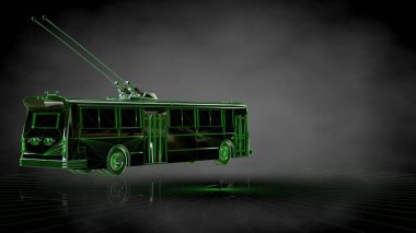 koyu siyah arka plan üzerinde yansıtıcı bir trenin 3D render