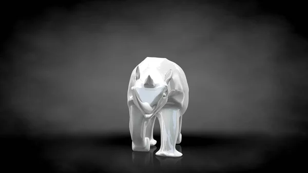3d renderização de um rinoceronte reflexivo em um backgrou preto escuro — Fotografia de Stock
