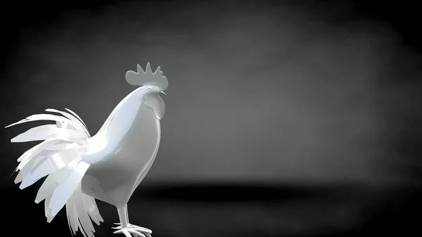 3d 渲染的暗黑色背景上的反光公鸡 — 图库照片
