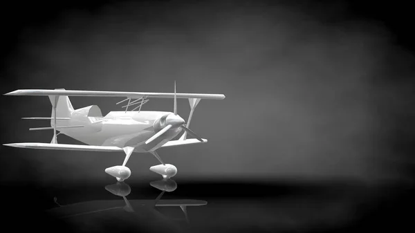 Koyu siyah arka plan üzerinde yansıtıcı bir uçağın 3D render — Stok fotoğraf