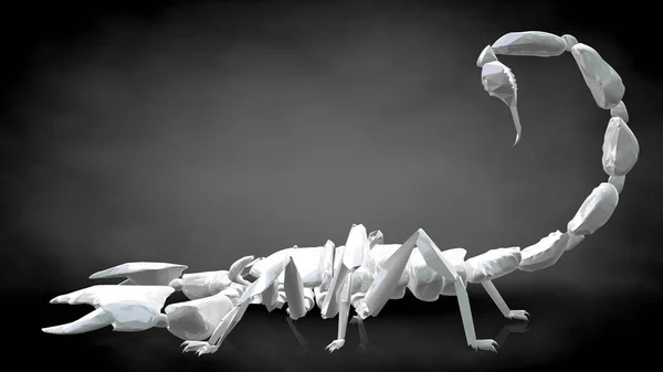 3d renderização de um escorpião reflexivo em um fundo preto escuro — Fotografia de Stock