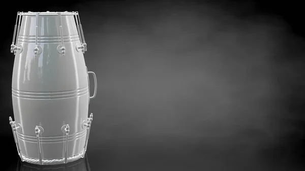 3d rendering of a reflective drum on a dark black background — Stock Photo, Image