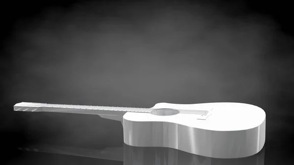 Rendering 3d di una chitarra riflettente su sfondo nero scuro — Foto Stock