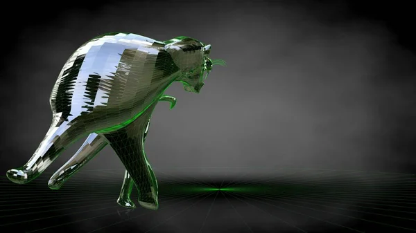 3D vykreslování reflexní tygra na černém pozadí. — Stock fotografie