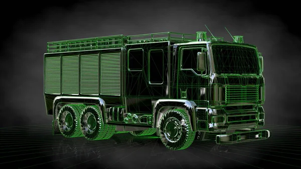 koyu siyah ba bir yansıtıcı itfaiyeci araba 3D render