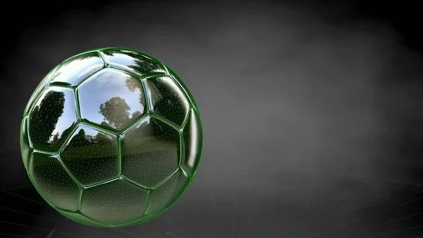 3d rendering of a reflective ball on a dark black background