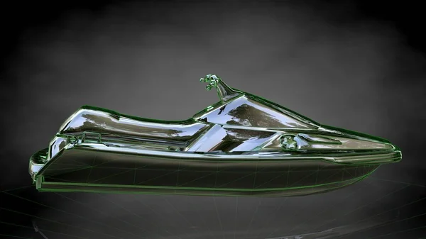 3D visszaadás-ból egy fényvisszaverő jet-ski, a sötét, fekete háttér — Stock Fotó