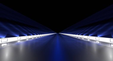 yol boyunca futuristik bir yol 3D render