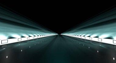 yol boyunca futuristik bir yol 3D render