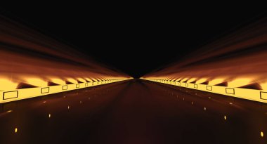 yol boyunca futuristik bir yol 3D render