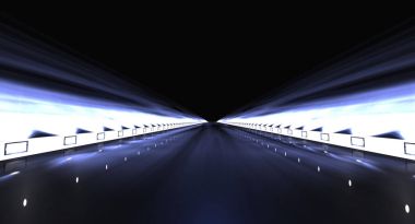 yol boyunca futuristik bir yol 3D render