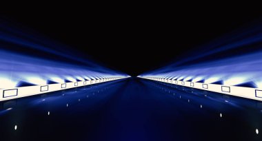 yol boyunca futuristik bir yol 3D render