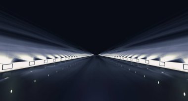 yol boyunca futuristik bir yol 3D render