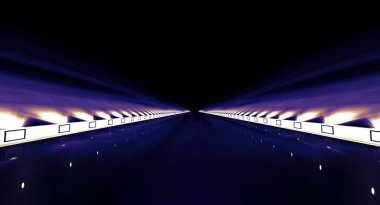 yol boyunca futuristik bir yol 3D render