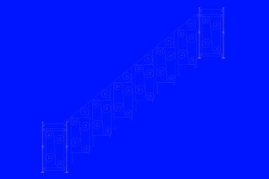 üzerinde mavi bir adam izole bir demiryolu planı 3D render