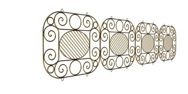 üzerinde beyaz bir backgrou izole bir altın merdiven Ray 3B oluşturma