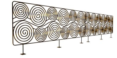 üzerinde beyaz bir backgrou izole bir altın merdiven Ray 3B oluşturma