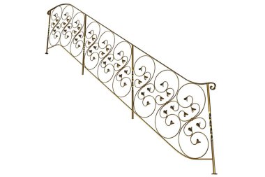 üzerinde beyaz bir backgro izole bir altın merdiven Ray 3B oluşturma