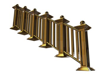 üzerinde beyaz bir backgro izole bir altın merdiven Ray 3B oluşturma