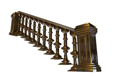 üzerinde beyaz bir backgro izole bir altın merdiven Ray 3B oluşturma