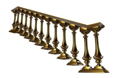 üzerinde beyaz bir backgro izole bir altın merdiven Ray 3B oluşturma