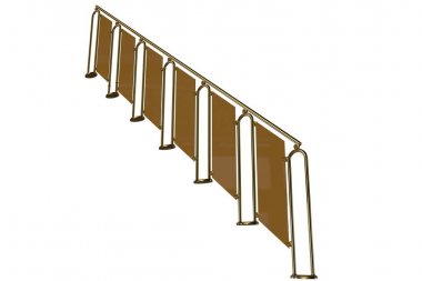 üzerinde beyaz bir backgro izole bir altın merdiven Ray 3B oluşturma