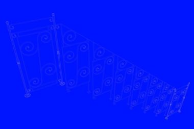 üzerinde mavi bir adam izole bir demiryolu planı 3D render