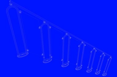 üzerinde mavi bir adam izole bir demiryolu planı 3D render