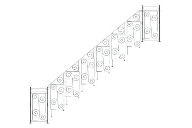 3D render metalik ön görünüm merdiven rayların üzerinde izole bir 