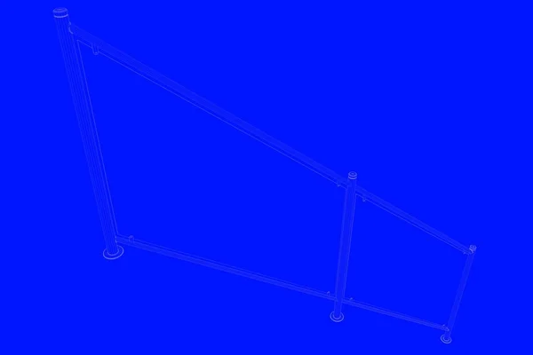 3d 渲染的蓝色背景上孤立的铁路蓝图 — 图库照片