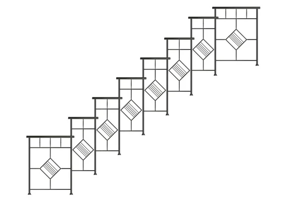 3d rendering of a metalic front view stairs rails isolated on a — Stock Photo, Image