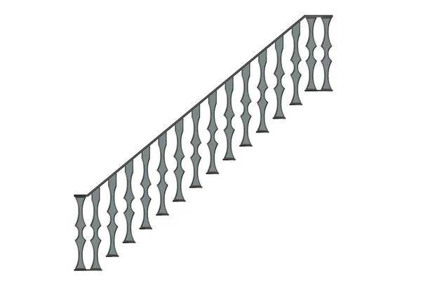 Τρισδιάστατη απεικόνιση του μια μεταλλική πρόσοψη σκάλες ράγες απομονώνονται σε ένα — Φωτογραφία Αρχείου